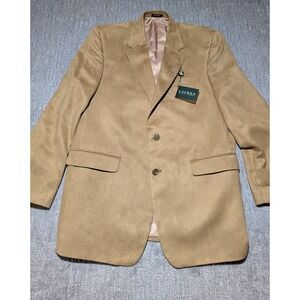 Mens‎ Lauren Ralph Lauren Camel Brown Sport Coat Blazer Jacket 42R Polyester